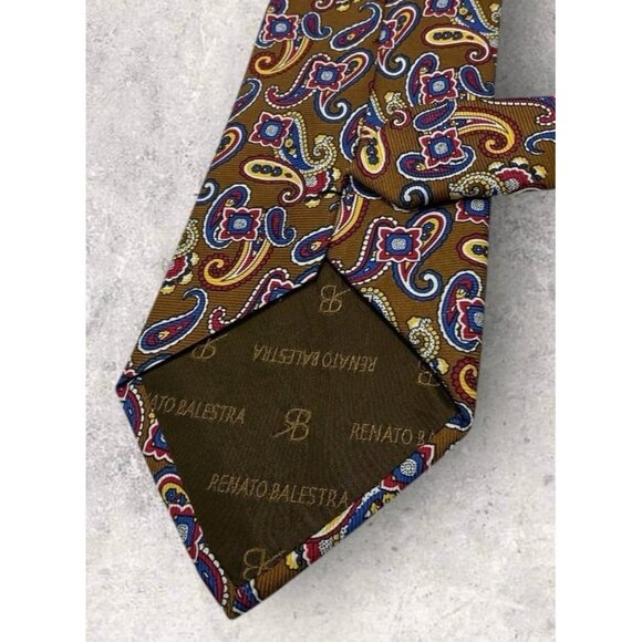RENATO BALESTRA Silk tie Made in Italy F48870 | eBay RENATO BALESTRA Silk Tie ITALY XL Brown Yellow Red Paisley W:4.1\